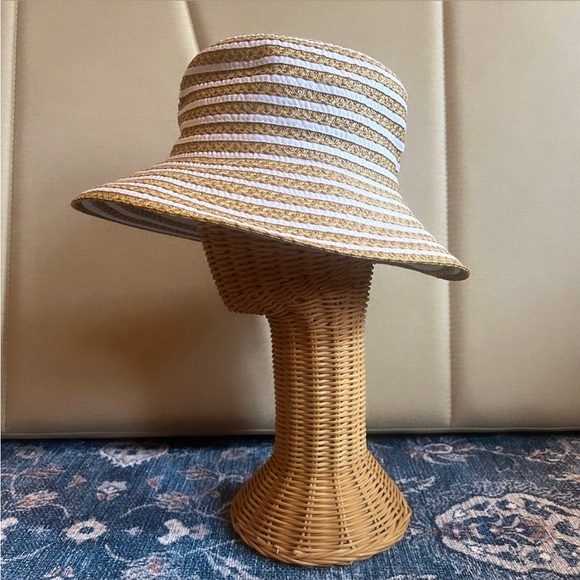 ERIC JAVITIS “Squishee” Natural Straw White Ribbon UPF 50+ Packable Bucket Hat main image 12